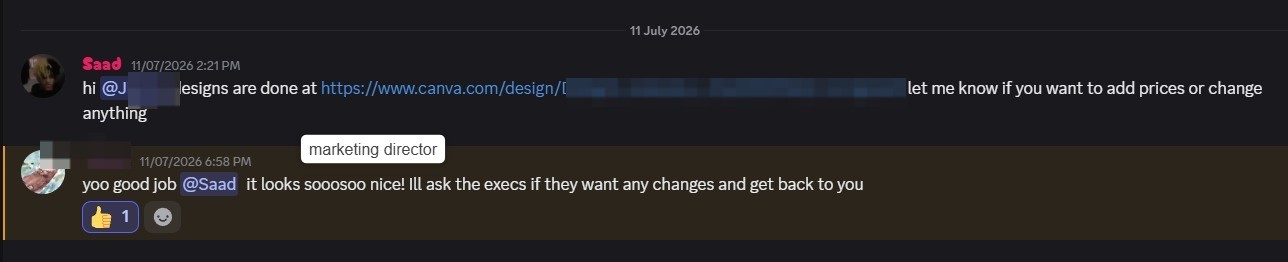 Message from the Marketing Director: the designs look soooo nice